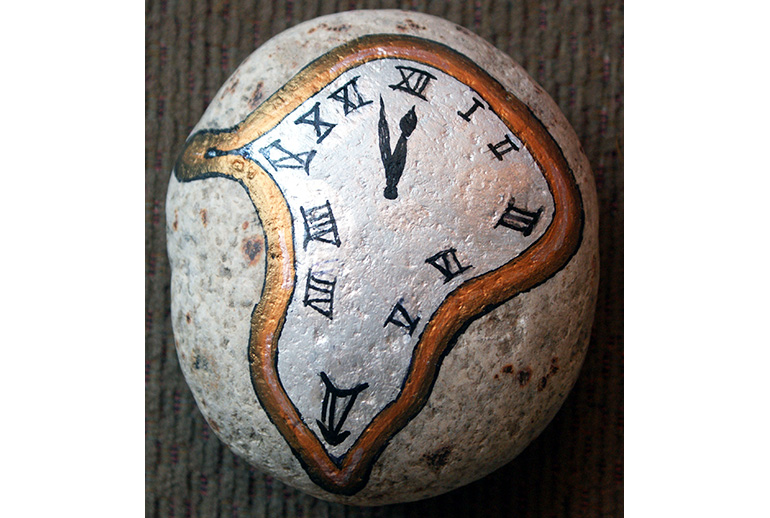 Melting Clock Rock Painting