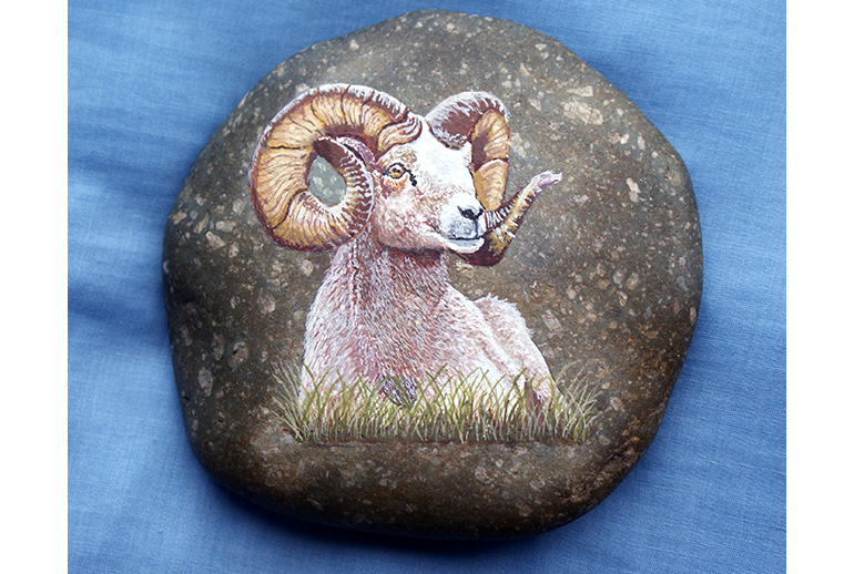 Ram Sheep Rock Painting